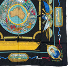 Hermes Scarf Silk Carre 90 le Geographe Geographer Black — view 5
