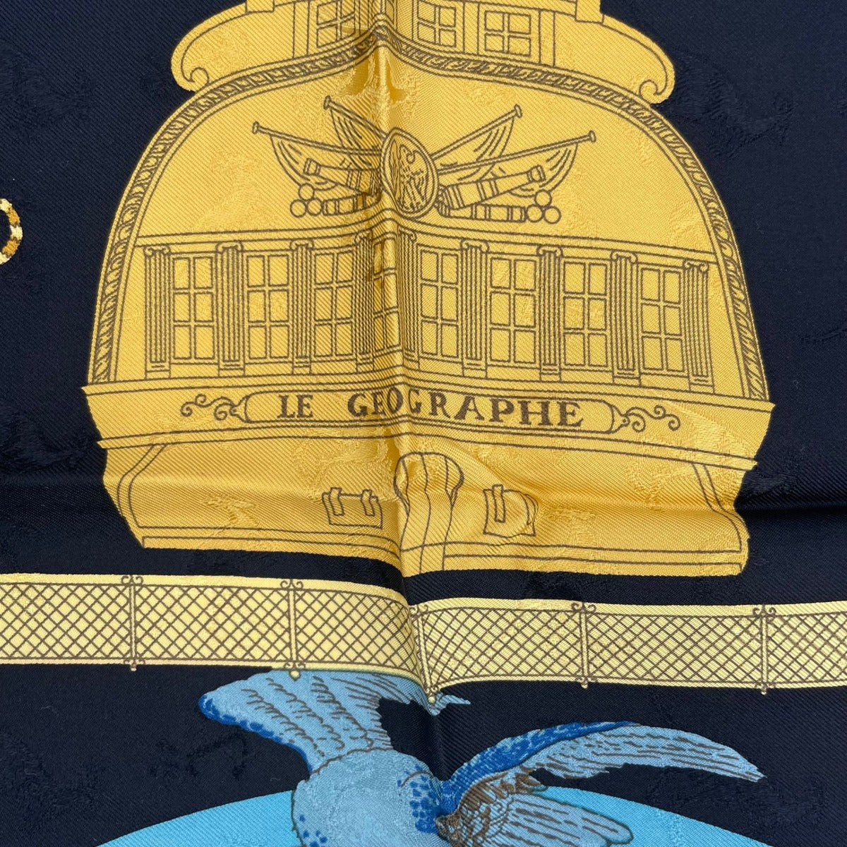 Hermes Scarf Silk Carre 90 le Geographe Geographer Black — view 7
