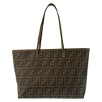 Fendi Zucca Brown Yellow Tote Shoulder Bag