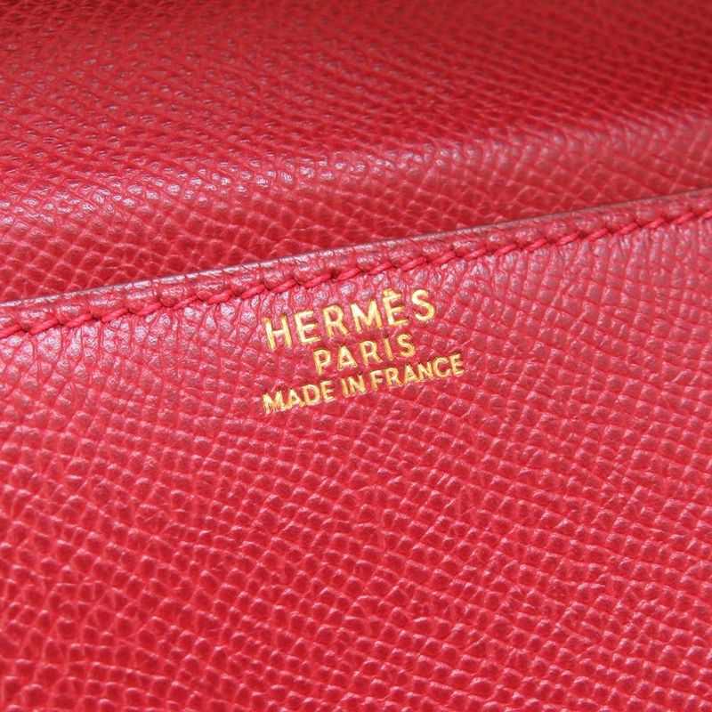 Hermes Courchevel Red Gold Hardware 00 Vintage Clutch Bag 0225 — view 5