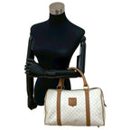 Celine Vintage Macadam Blason Triomphe Pattern Leather Handbag Mini Boston Bag