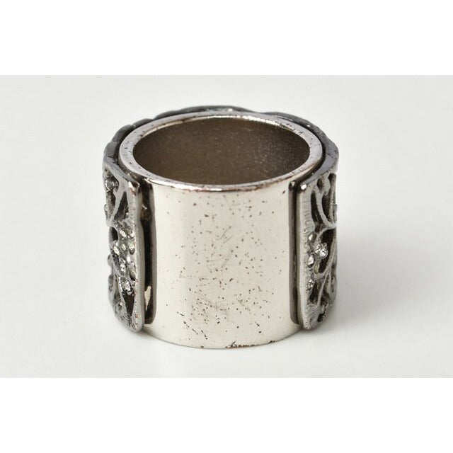 Chanel Ring Coco Rings Rhinestone Pearl Gunmetal Size 13 — view 3