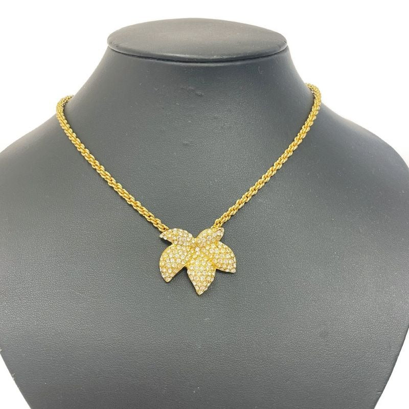 Christian Dior GP Rhinestone Flower Motif Necklace Gold