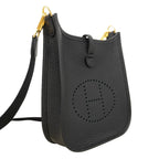 Hermes Shoulder Bag Evelyne TPM Taurillon Clemence Black Gold — view 2