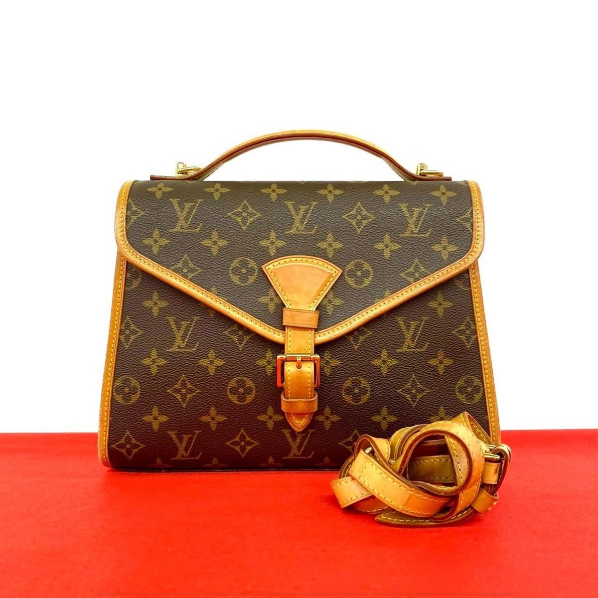 Louis Vuitton Vintage Bel Air Monogram Leather 2-Way Shoulder Bag Brown