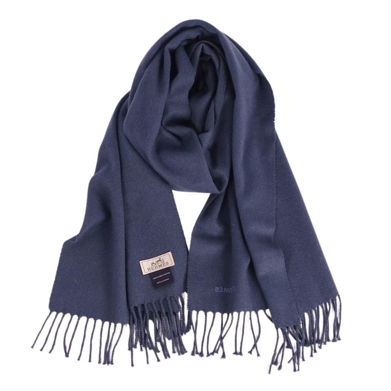 Hermes Scarf Shawl 100% Cashmere Fringe — view 3