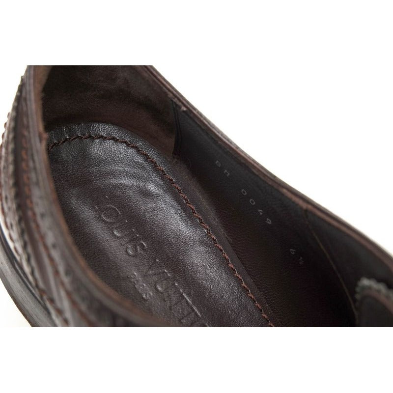 Louis Vuitton Shoes Business Men Leather Dark Brown — view 8
