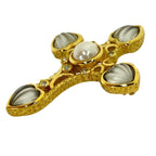 Dior Necklace Brooch 2-Way Top Pendant Faux Pearl Gold Logo — view 5
