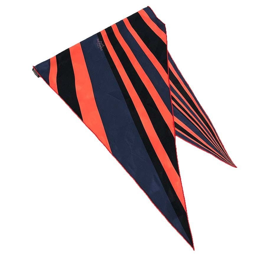 Hermes Scarf Diamond Shawl Losange MM Silk Navy Red
