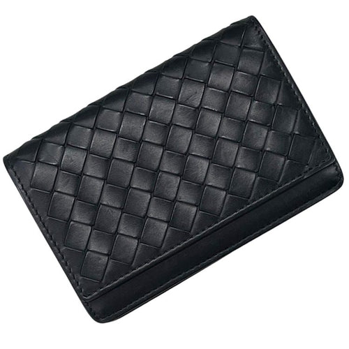 Bottega Veneta Card Case Business Holder Intrecht Leather Black