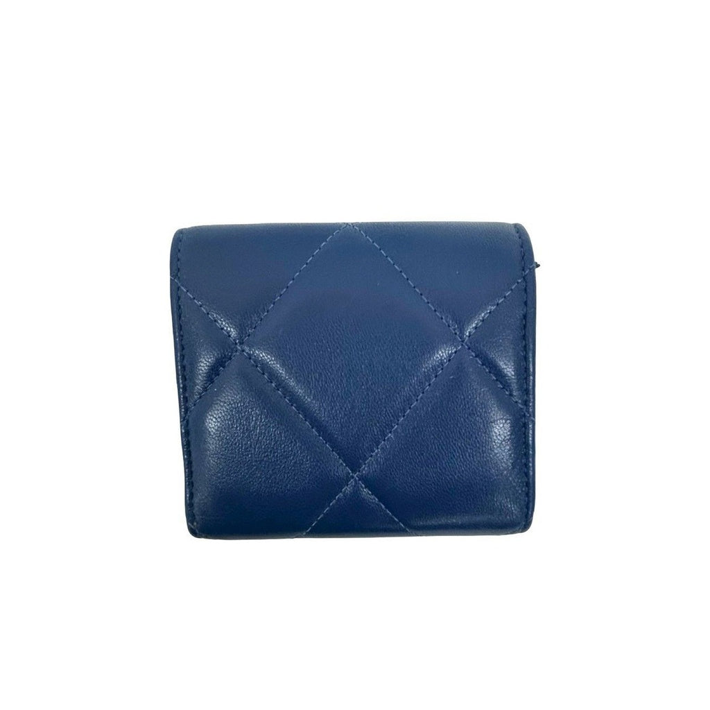 Chanel Quilted CC Logo Lambskin Bifold Wallet Mini Blue — view 2