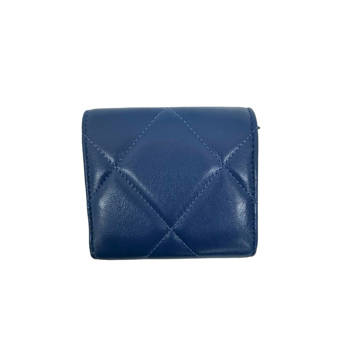 Chanel Quilted CC Logo Lambskin Bifold Wallet Mini Blue — view 2