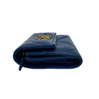Chanel Quilted CC Logo Lambskin Bifold Wallet Mini Blue — view 4