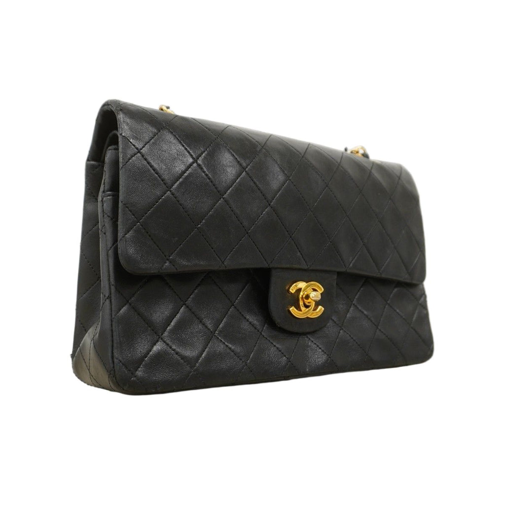 Chanel Shoulder Bag Quilted Lambskin Black Gold — view 2