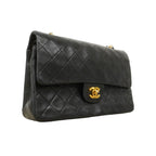 Chanel Shoulder Bag Quilted Lambskin Black Gold — view 2