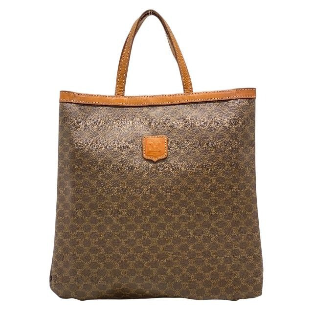 Celine Macadam Pattern Tote Handbag Leather Brown Men Women