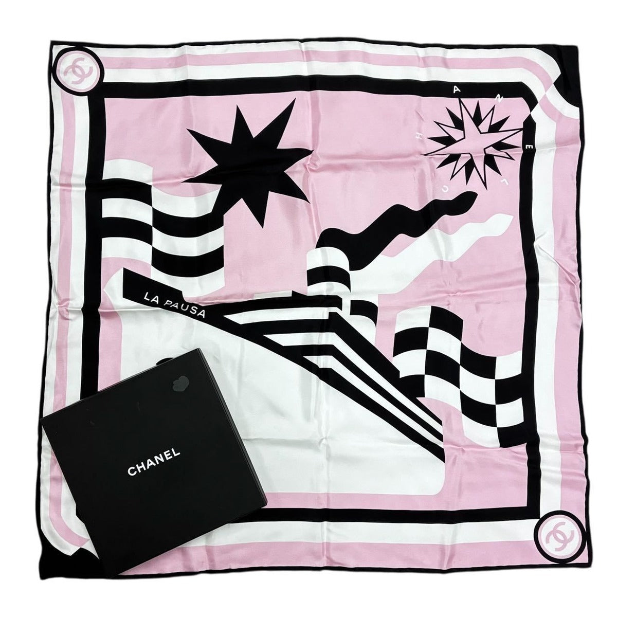 Chanel Large Scarf CC Logo Silk Pink — view 2