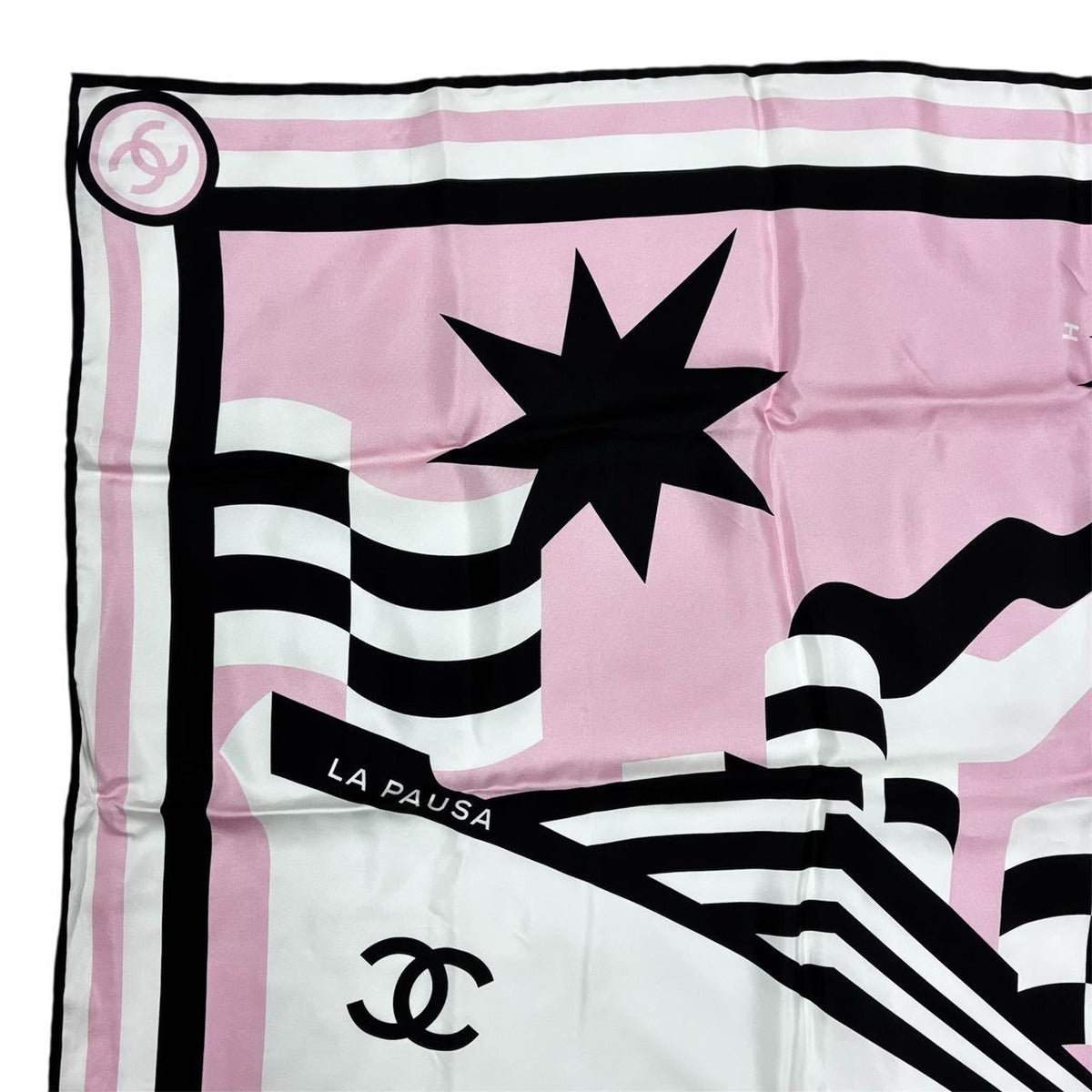Chanel Large Scarf CC Logo Silk Pink — view 3