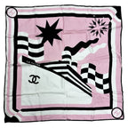 Chanel Large Scarf CC Logo Silk Pink