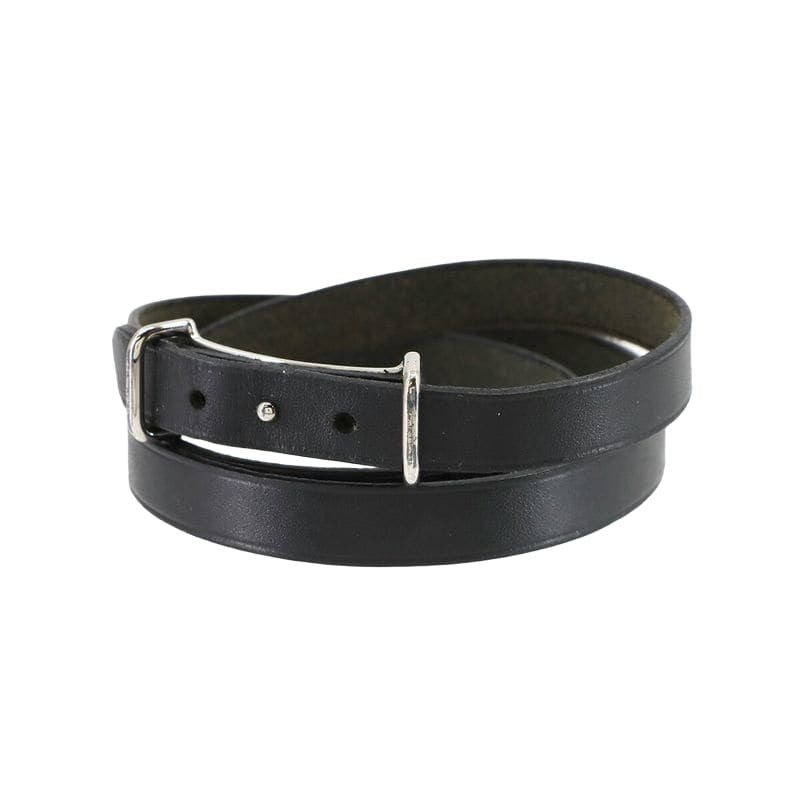 Hermes Hapi Double Tour Bracelet Leather Black Silver Hardware Accessories