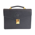 Versace Vintage Sunburst Black Leather Clutch Business