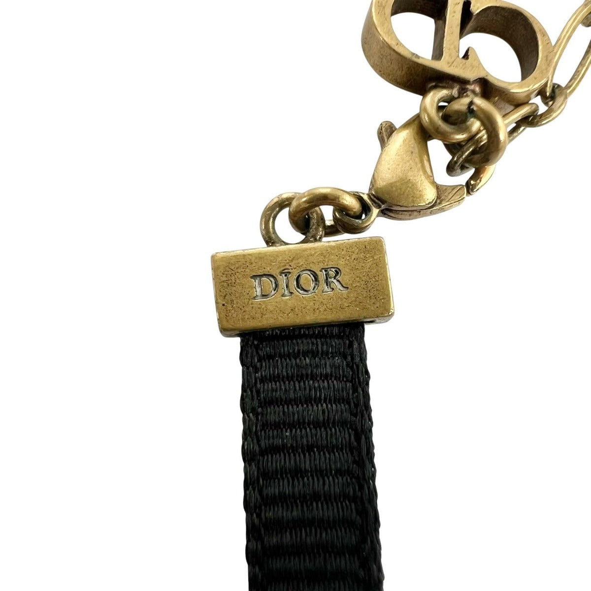 Dior Choker Metal Nylon Black Necklace Gold — view 5