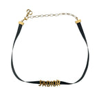 Dior Choker Metal Nylon Black Necklace Gold