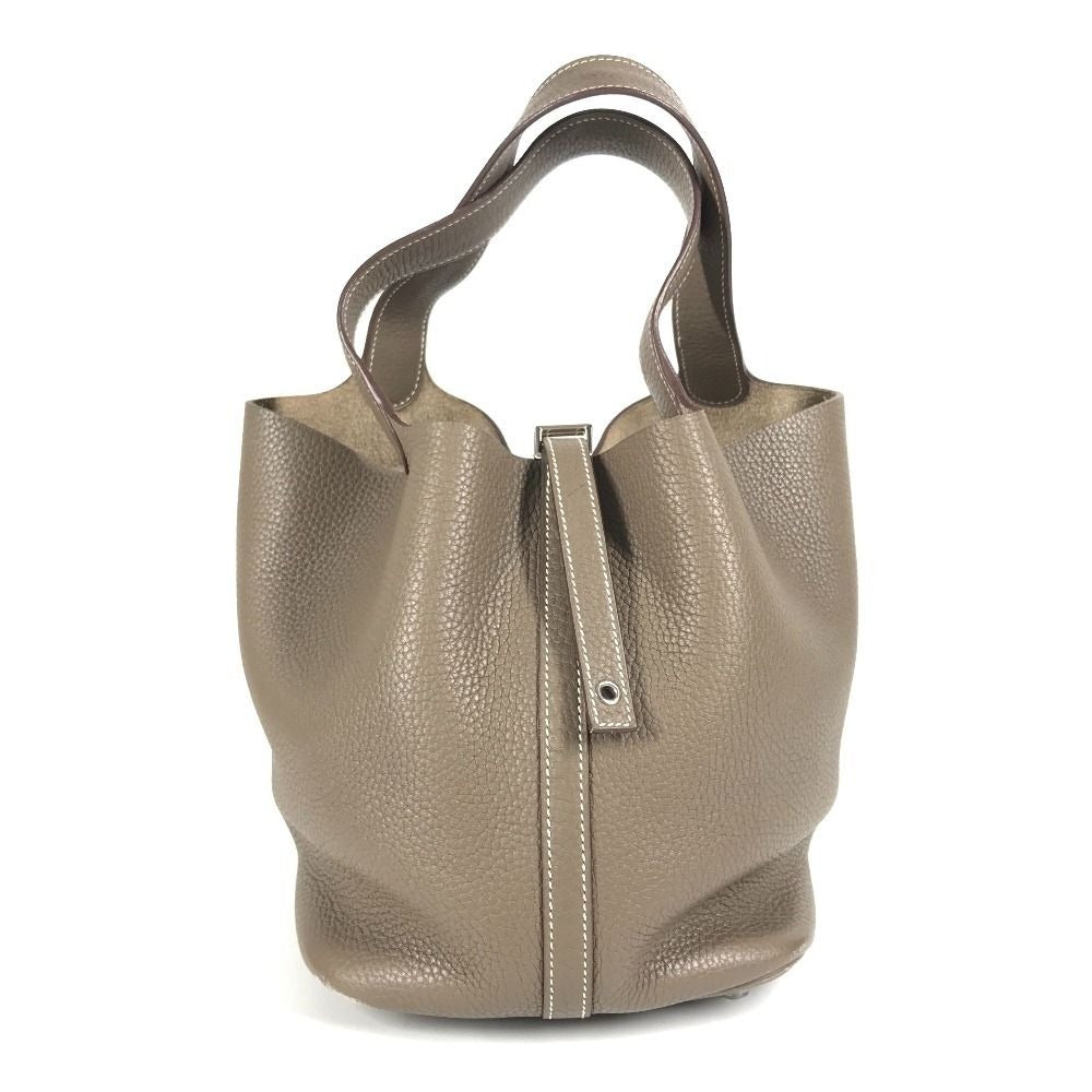 Hermes Handbag Picotin Lock Mm 22 Taurillon Clemence Etoupe Gray