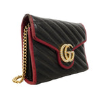 Gucci Shoulder Wallet GG Marmont Leather Black Gold — view 2