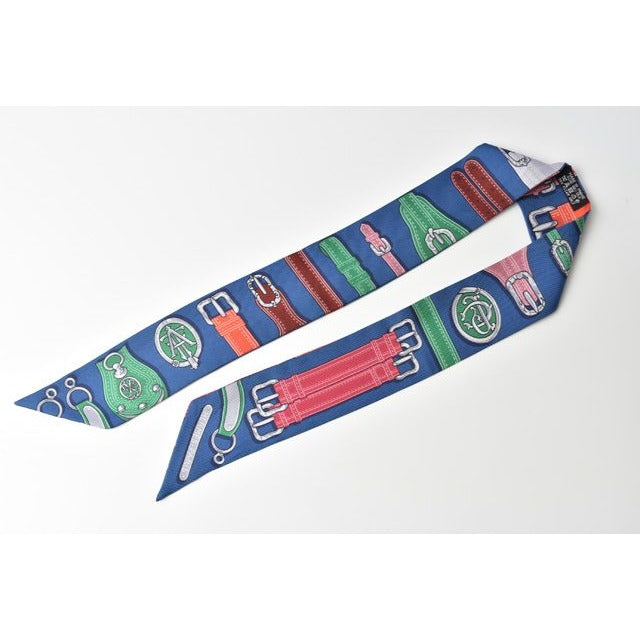 Hermes Twirly Scarf Belt Motif Blue Multi — view 3