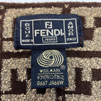 Fendi Zucca Pattern Fringe Muffler Brown Wool Stole Scarf — view 5