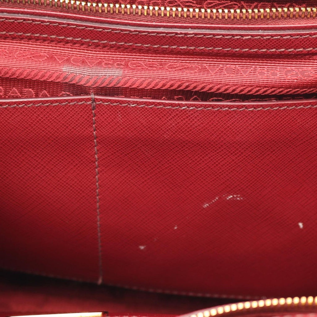 Prada Handbag Triangle Logo Red Saffiano Leather 2-Way Tote — view 5