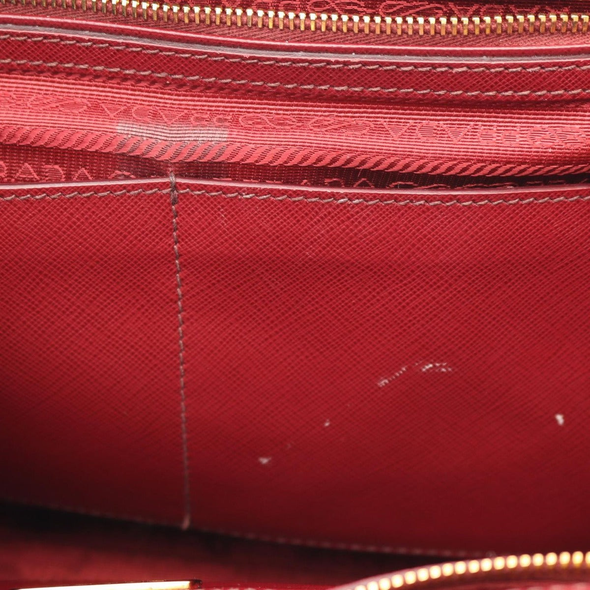 Prada Handbag Triangle Logo Red Saffiano Leather 2-Way Tote — view 5
