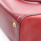 Prada Handbag Triangle Logo Red Saffiano Leather 2-Way Tote — view 7