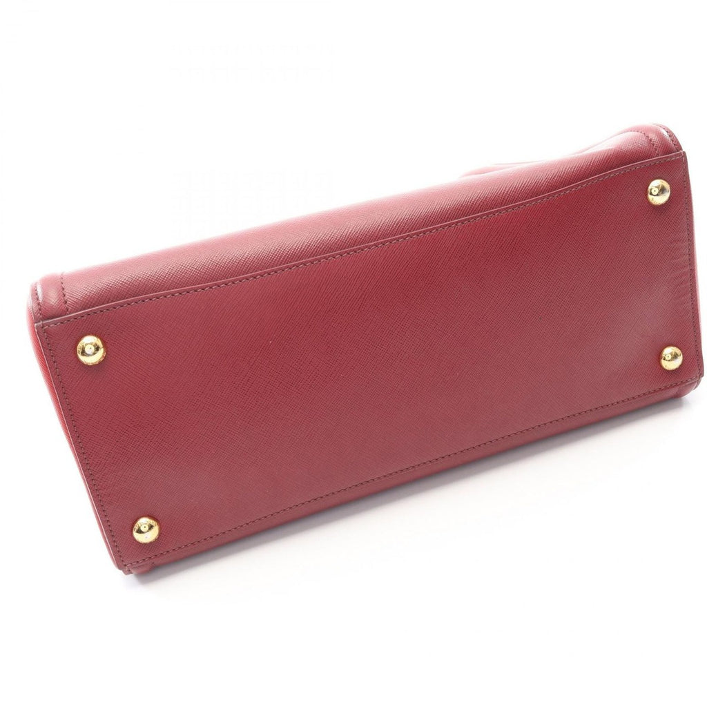 Prada Handbag Triangle Logo Red Saffiano Leather 2-Way Tote — view 8
