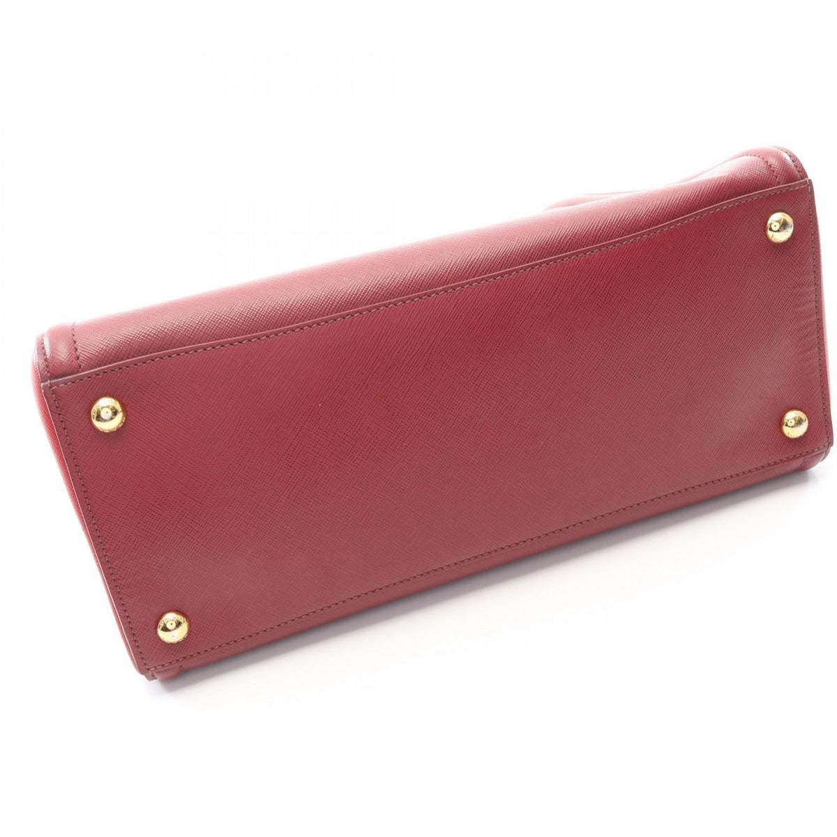 Prada Handbag Triangle Logo Red Saffiano Leather 2-Way Tote — view 8