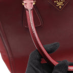 Prada Handbag Triangle Logo Red Saffiano Leather 2-Way Tote — view 9