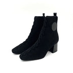 Hermes Volver Boots Short Shoes Knit Chenille Leather Black