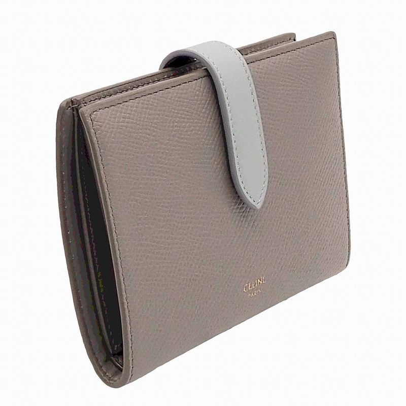 Celine Medium Strap Wallet Calfskin Pebble Glaze Mineral Blue Bicolor — view 3