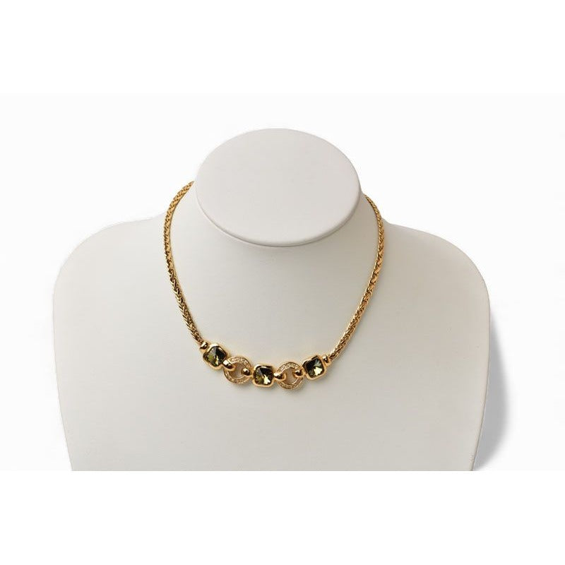 Christian Dior Necklace Vintage Rhinestone Green — view 6