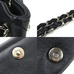 Chanel Shoulder Bag Chain Caviar Leather Black Silver Hardware — view 5