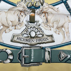 Hermes Scarf Silk Carre 90 Chevaux de Trait Yellow — view 6