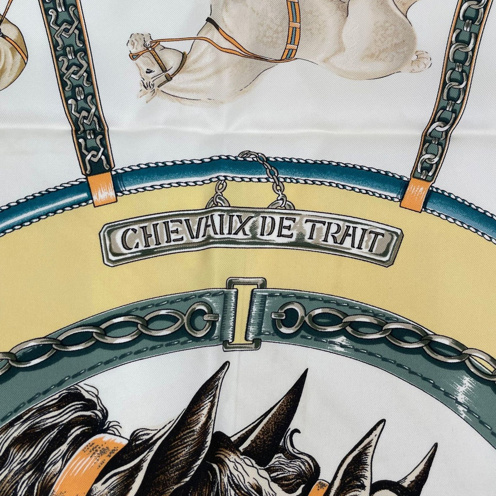 Hermes Scarf Silk Carre 90 Chevaux de Trait Yellow — view 7