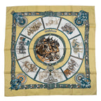 Hermes Scarf Silk Carre 90 Chevaux de Trait Yellow