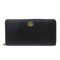 Gucci Round Zipper GG Marmont Leather Black Long Wallet 1001