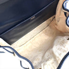 Hermes Toile Canvas Shoulder Bag Navy — view 8