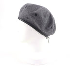 Hermes Cashmere Saint Honore Charm Leather Beret Gray 58 Handbag — view 3