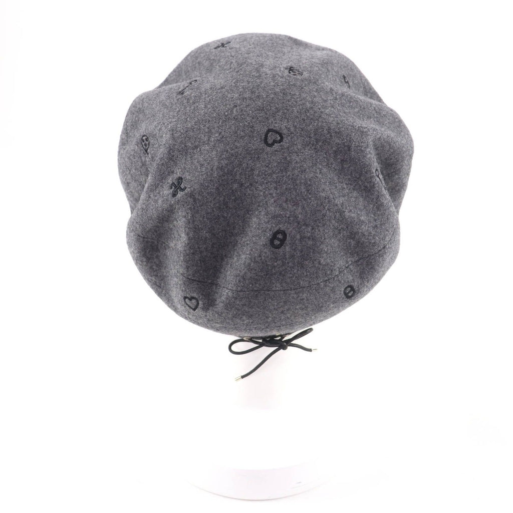 Hermes Cashmere Saint Honore Charm Leather Beret Gray 58 Handbag — view 4