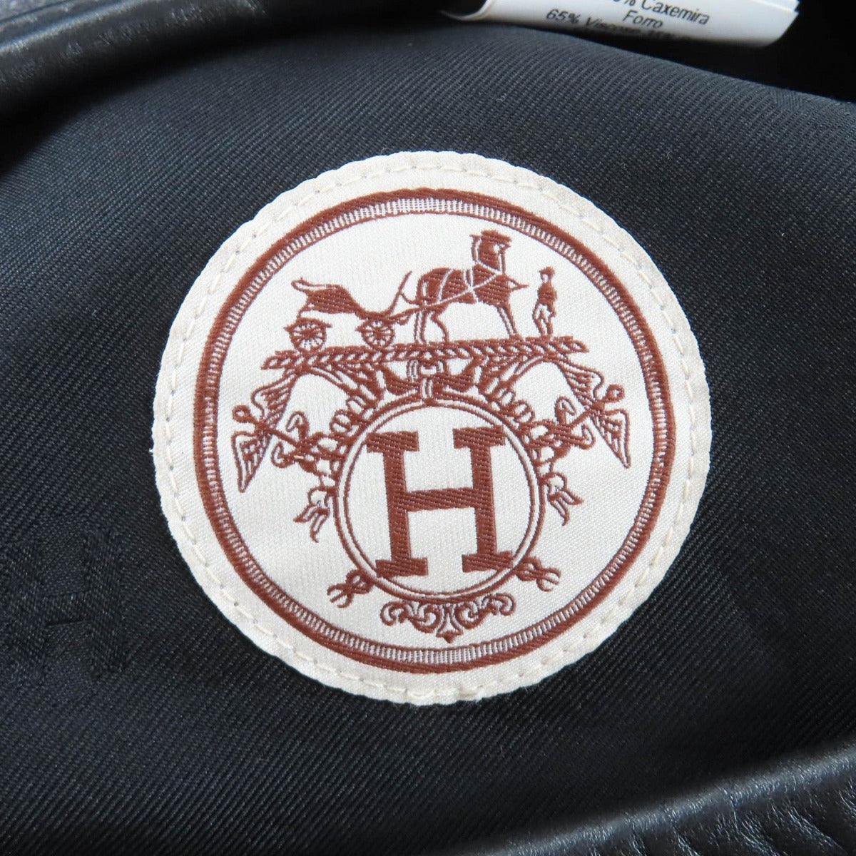 Hermes Cashmere Saint Honore Charm Leather Beret Gray 58 Handbag — view 8