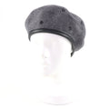 Hermes Cashmere Saint Honore Charm Leather Beret Gray 58 Handbag